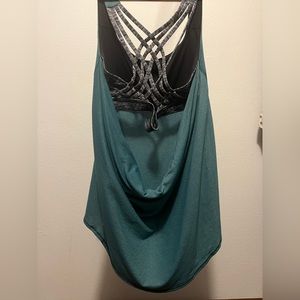 Lululemon Flowy Tank with Built-In Energy Bra Size 6 Grey and Turquoise